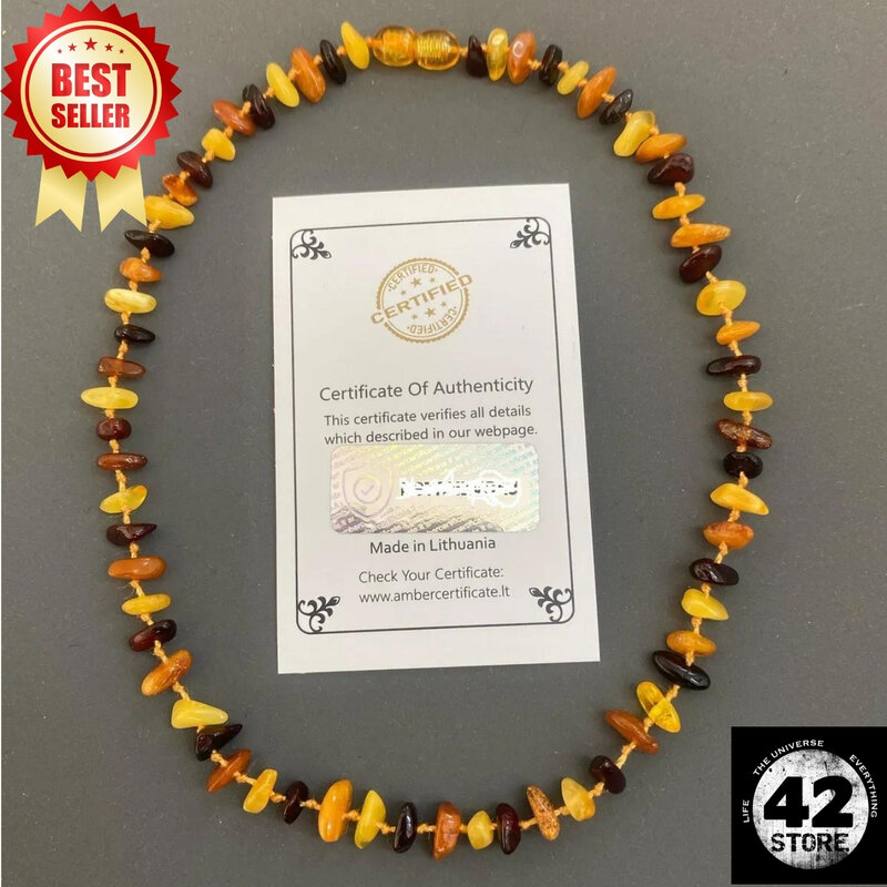 Miracle Baby Necklace Made of Amber Stone Against Teething Sleep Disorders