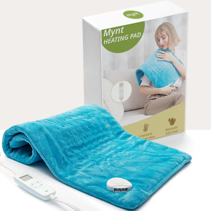 MYNT Heating Pad with Removable Hand Controller and Washable Soft Material Fast Heating for Back Shoulder Waist (Blue))