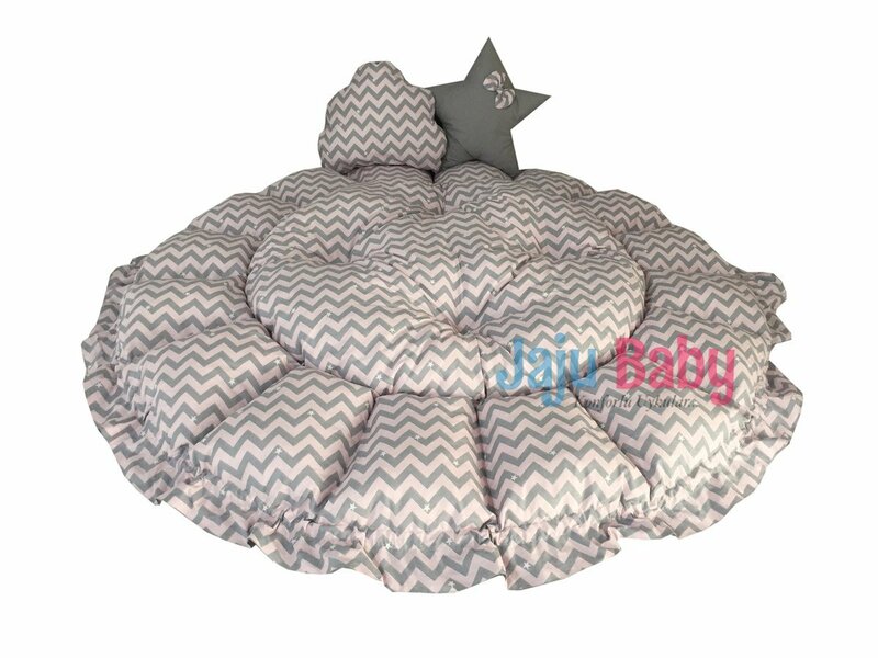 Handmade Pink Zigzag - Gray Patterned Set Design Luxury Play Mat Babynest
