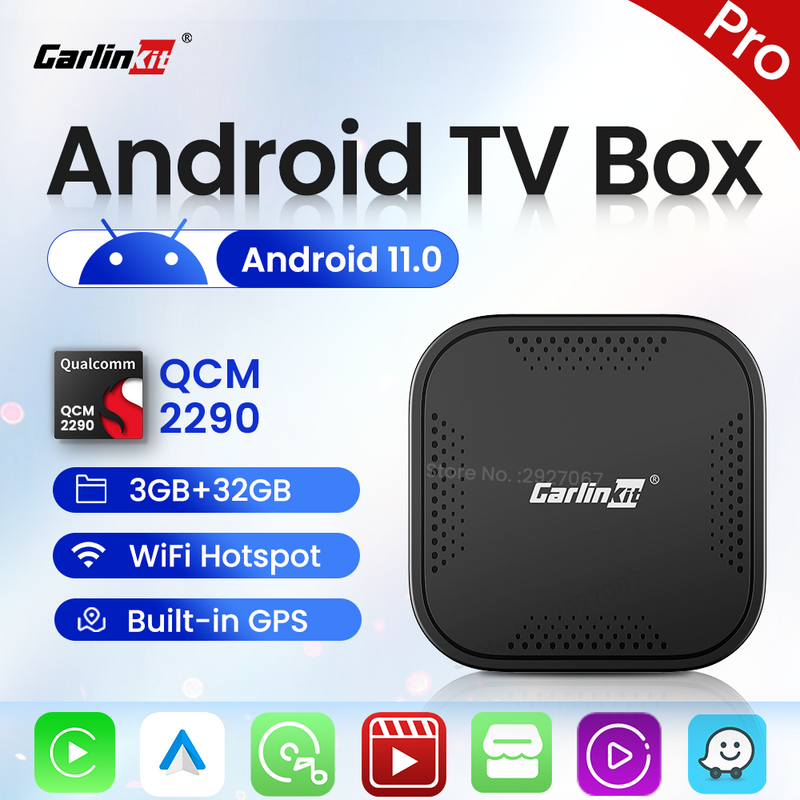 CarlinKit 무선 카플레이 Ai 박스, 안드로이드 11, QCM2290, 안드로이드 자동 멀티미디어 스트리밍 스마트 TV 박스, 넷플릭스 3G, 32G