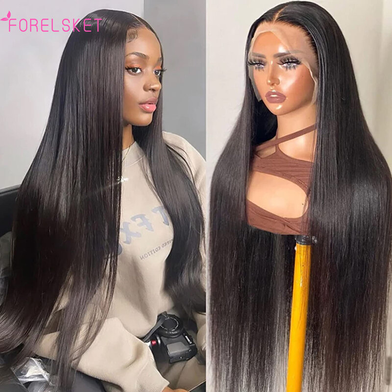 HD Transparent full Lace Frontal Wig 4x4 Lace Closure Wig Straight 13x4 Lace Front Human Hair Wigs For Black Women 30 32 Inches