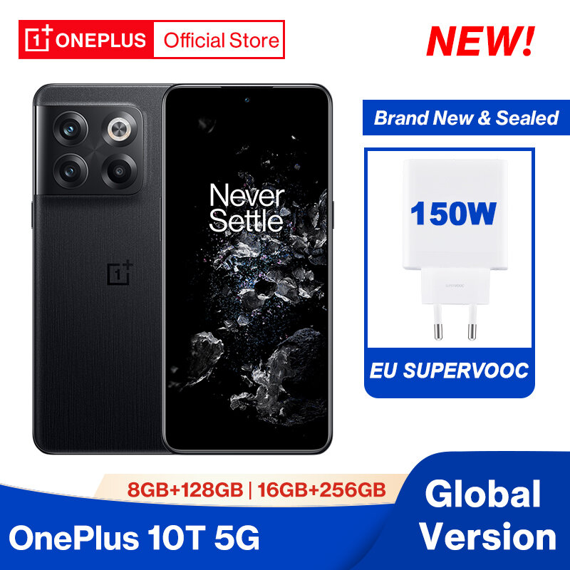 Celular OnePlus versão global 10 T 10 T 5G 8GB 128GB smartphone Snapdragon 8 + Gen 1 150W SUPERVOOC 4800mAh 16GB 256GB Movil