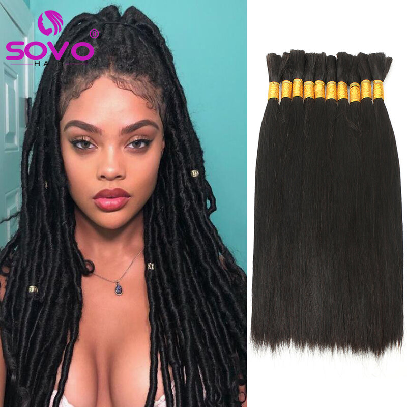 Pacotes de cabelo em massa retos para mulheres negras, 100% cabelo humano, cabelo virgem, preto natural, 1 pacote, 100 gramas, 14 "-28"