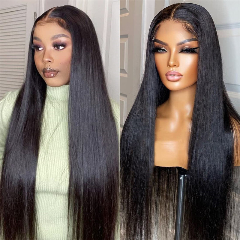 FABHAIR Glueless HD Lace Front Wigs Human Hair Pre Plucked Bleached Knots with Baby Hair 180%  4x4 Straight Lace Closure Wigs
