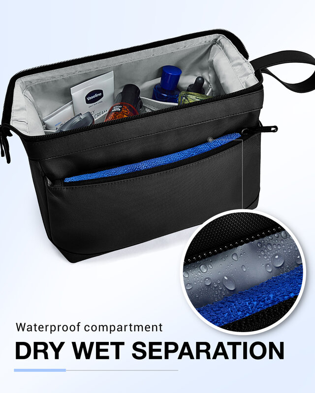BAGSMART tas perlengkapan mandi untuk pria bukaan lebar perjalanan pencukur tahan air tas kebersihan untuk Pancuran kamar mandi perjalanan esensial