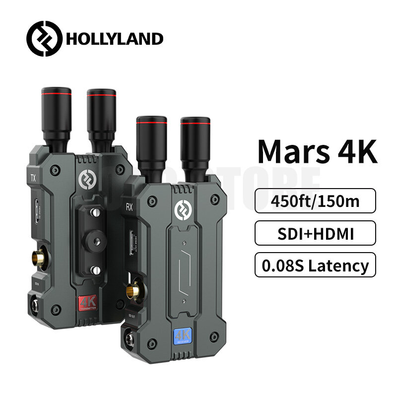 Hollyland-sistema de transmisión de vídeo inalámbrico Mars 4K, con SDI, HDMI, 0,06 s, latencia de 450 pies, para videógrafo, fotógrafo y cineasta
