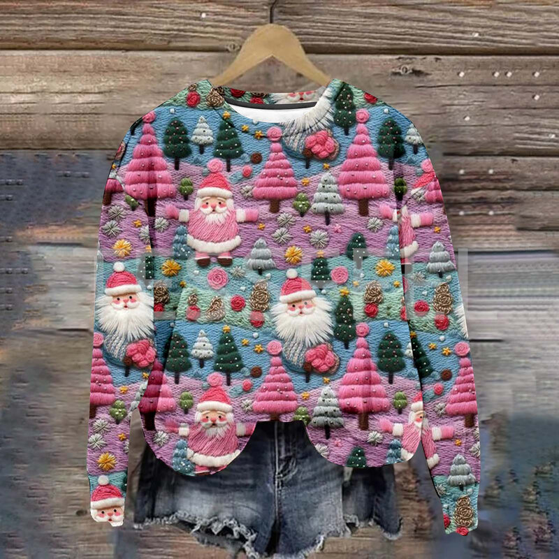 NewFashion Winter Christmas Cartoon Cotton Sweater Sweatshirts Pullover Retro Long Sleeves 3DPrint Streetwear Casual Harajuku A9