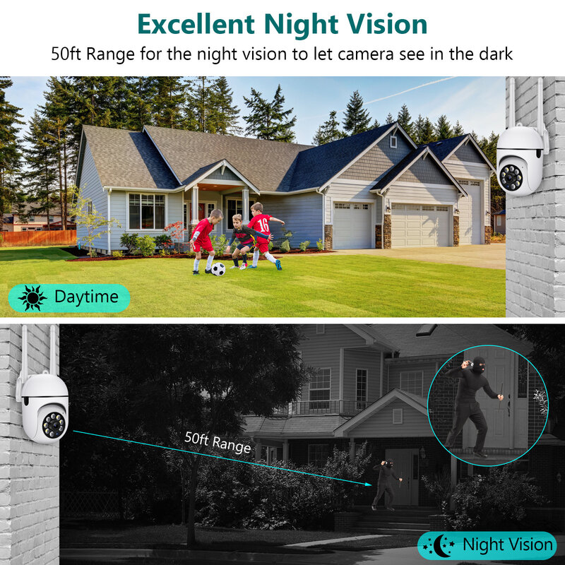 Наружная Wi-Fi камера для домашней системы безопасности, беспроводная камера видеонаблюдения с двухсторонним аудио и функцией ночного видения, 3 Мп