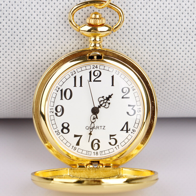 Luksusowy złoty pełny myśliwy czysty kolor zegarek kieszonkowy kwarcowy minimalizm mężczyzna kobiet naszyjnik prezent pół Hunter Dropshipping