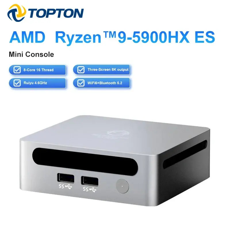 Super Deal Mini PC AMD Ryzen 9 5900HX ES Windows 11 Pro DDR4 3200MHz NVMe SSD Mini PC Gamer Office Computer 3x4K HTPC WiFi6