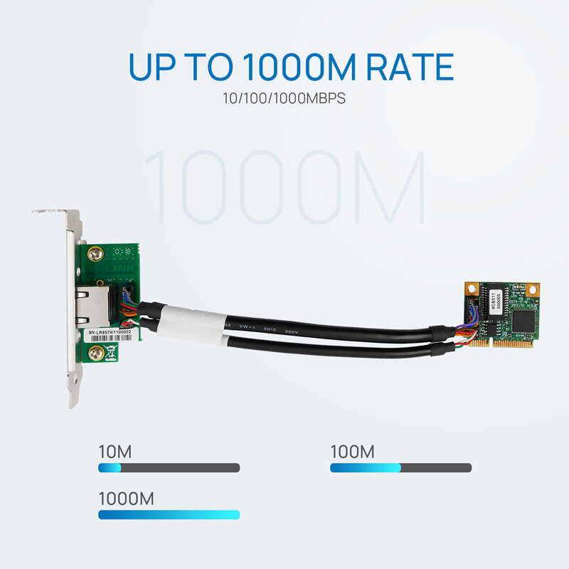 LR-LINK 2201PT Mini PCI-Express Gigabit Ethernet Lan Card 10/100/1000 Base-T RJ45 PCI-e scheda di rete Nic