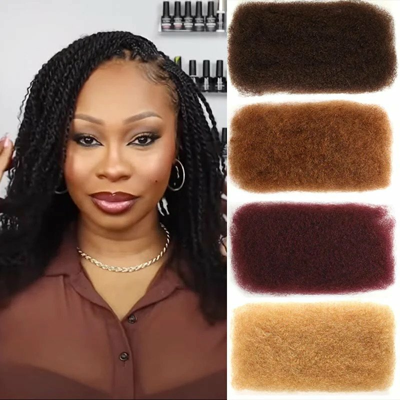 Rebecca Kinky extensiones de cabello humano a granel, 10 "-22", 50 gramos por pieza, Afro más grande, rizado a granel para trenzar rastas, Color Natural