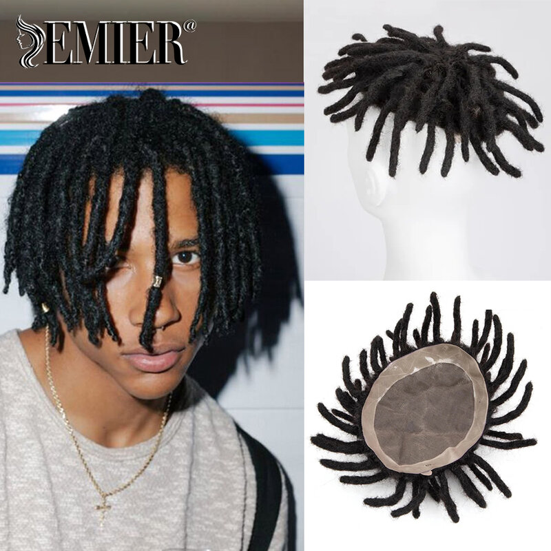 Dreadlocks Male Hair Prostheses Toupee For Men 100% Human Hair Afro Curly Hair Replacement System Unit Mono With NPU Men's Wigs