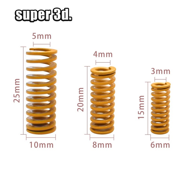 3D Printer Parts Spring For Heated bed Leveling Extruder strong spring Bore 3/4/5mm Outer diameter 6/8/10mm Length15/20/25mm