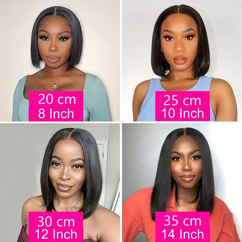 Short Bob Wigs Human Hair 13x4 Lace Front Wigs 150 Density Brazilian Virgin Human Hair Straight Hair Natural Color Pre Plucked