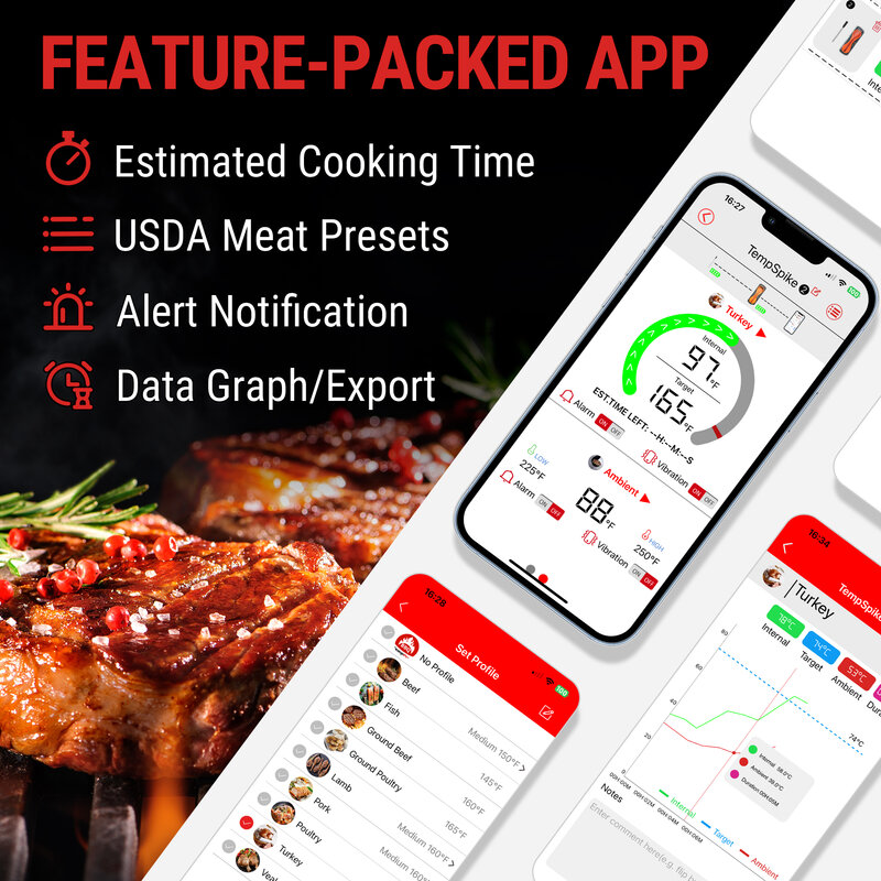 Thermopro Tp960 Draadloze 150M Bluetooth-Verbonden Telefoon App Waterdichte Digitale Bbq Oven Vleesthermometer Voor Keuken Koken