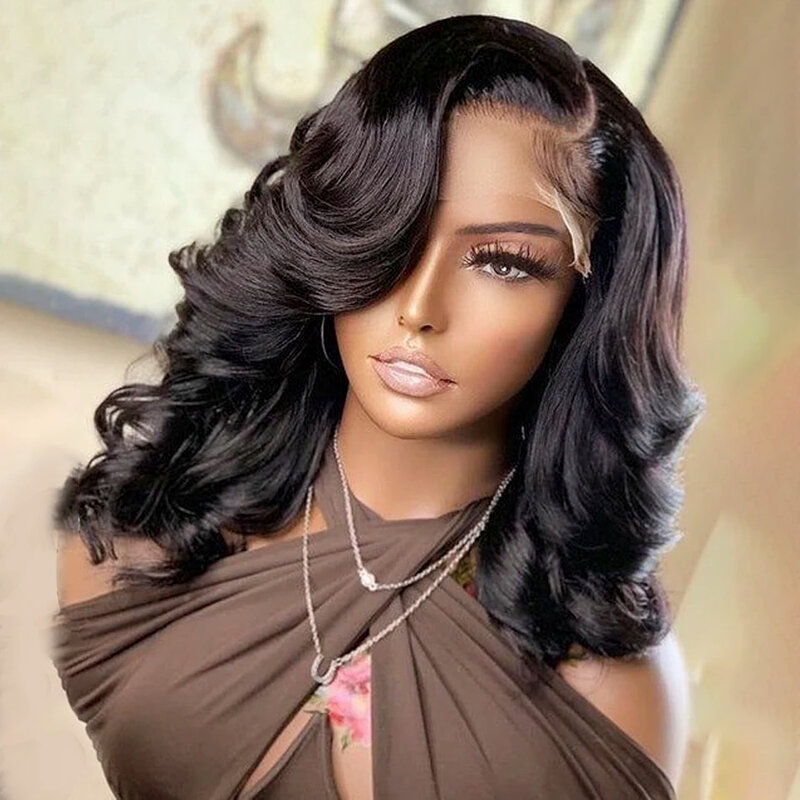 Body Wave Bob Wig Peruvian Body Wave Lace Front Wigs Natural Color Preplucked Human Hair Lace Frontal Wigs For Black Women