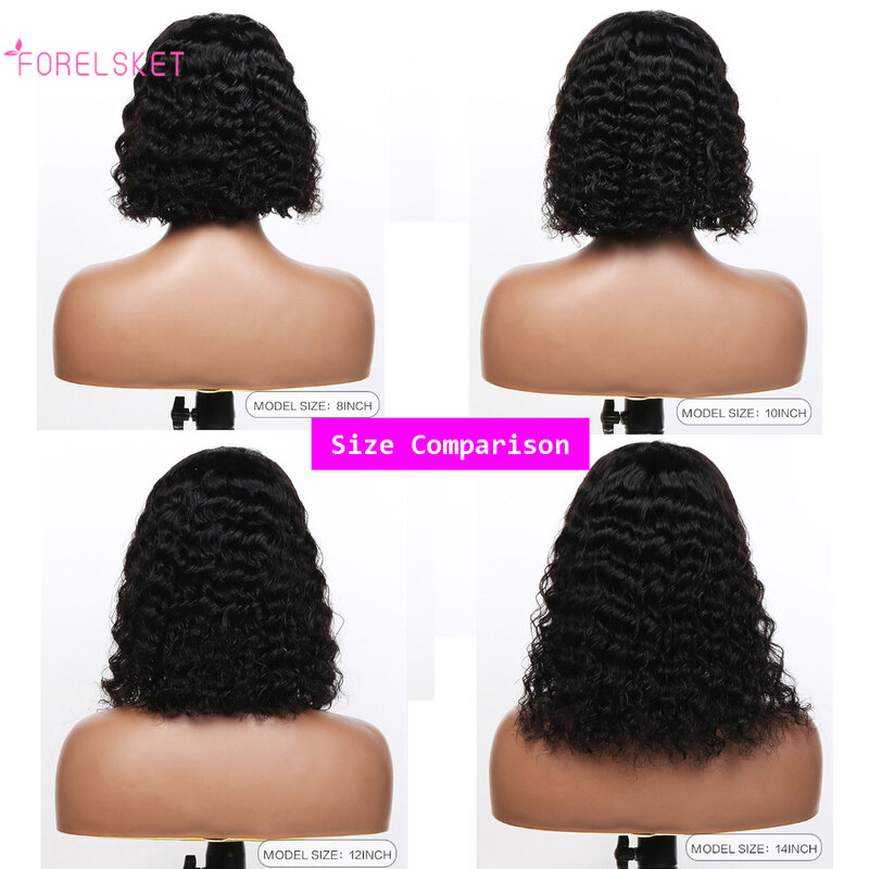 6x4 HD Lace Glueless Bob Wig Human Hair Short Bob Lace Pre Cut Wig Deep Wave Hair 12 Inch For Women Pre Plucked Natural Black