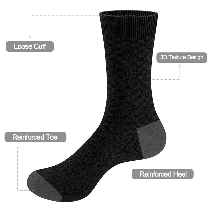 YUEDGE – chaussettes respirantes en Fiber de bambou pour hommes, 5 pièces/paquet, taille 37-46