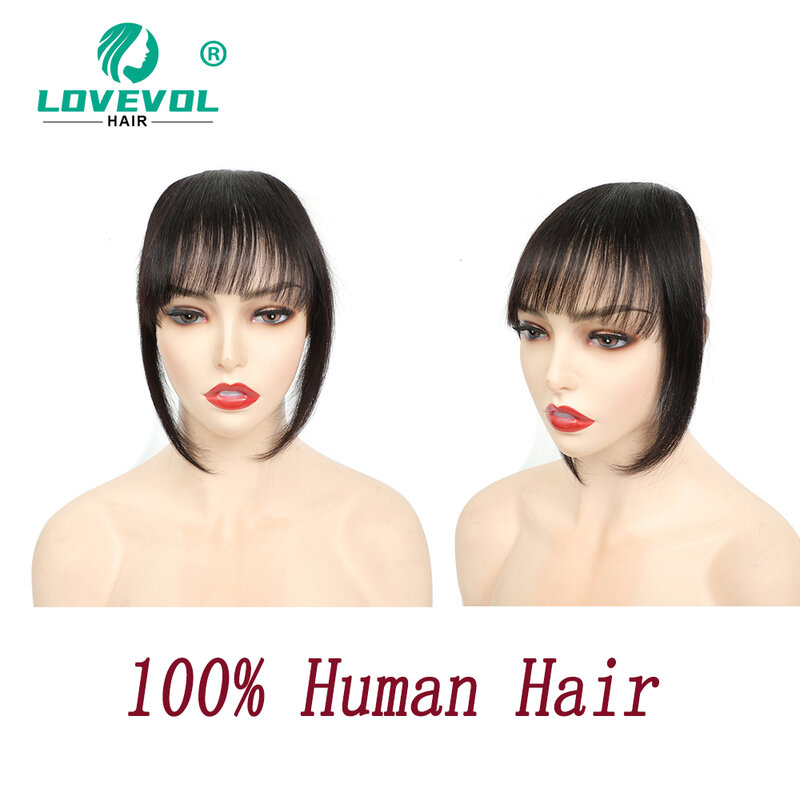 Lovevol 100% Human Hair Bangs Clips in Hair Extensions Upgraded 3 Secure Clips Blunt Bangs Fringe Hairpiece With More Color