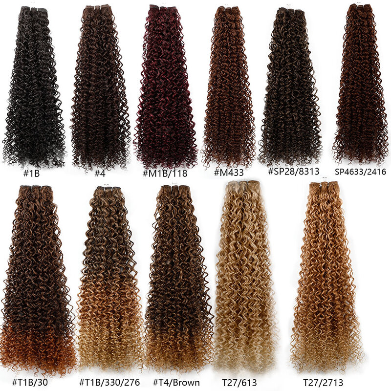 Kinky Curly extensões de cabelo sintético, Bio Human-Like, fibra resistente ao calor, macio encaracolado natural, fake Hair Weave Bundles, 26 ", 100g por pc