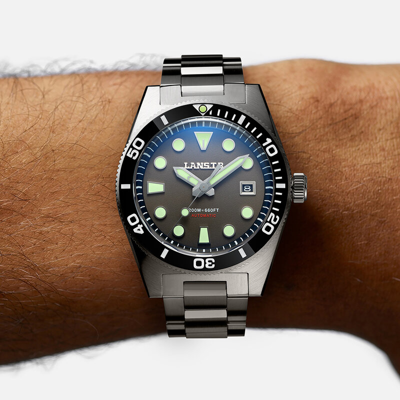 LANSTB-relógios esportivos para homens, novo relógio mecânico luminoso de safira, relógio de mergulho à prova d'água, relógio de trabalho de luxo em aço inoxidável