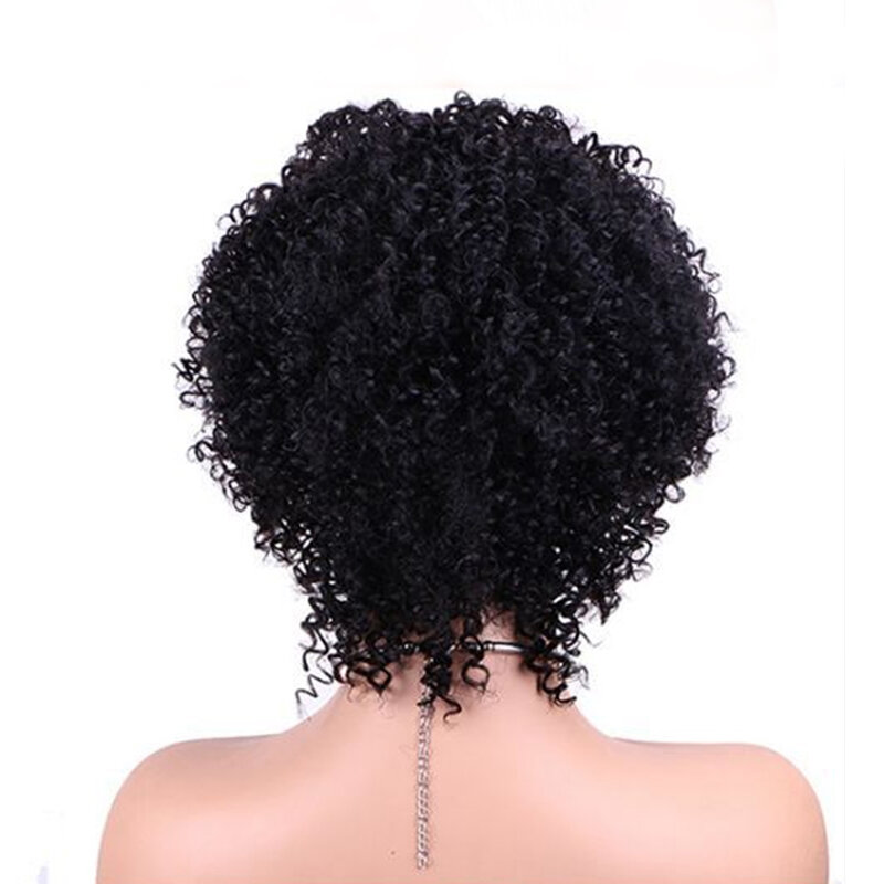 Perucas de cabelo humano afro brasileiro encaracolado com estrondo para as mulheres, peruca curta Pixie corte Bob, densidade 150%, máquina completa feita