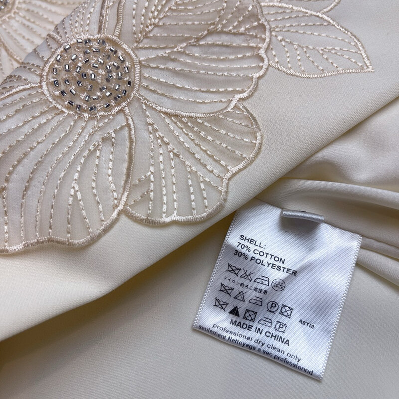 Elegant flower embroidered beaded short sleeve mini dress