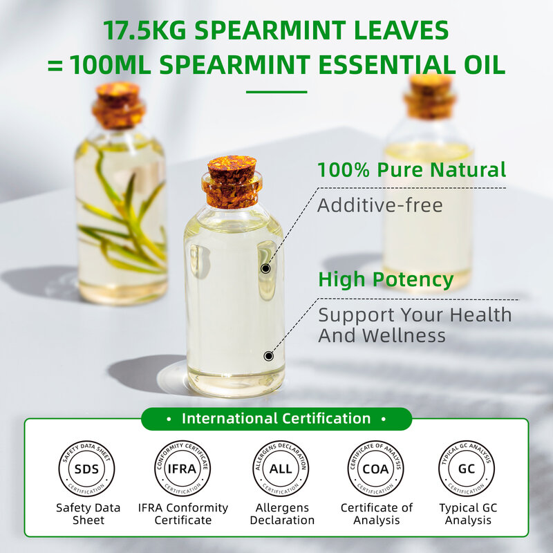 HIQILI Spearmint Vanilla Rose Cinnamon Lemon Essential Oils,100ML Pure Oil for Diffuser,  Humidifier, Massage Muscle Relief Bath