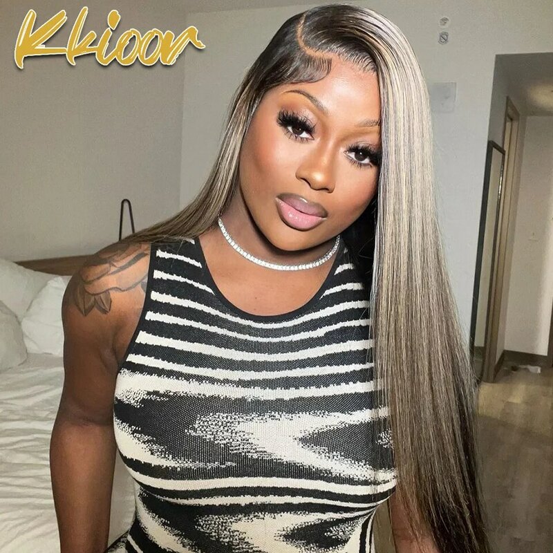 13x6 Straight Highlight Lace Front Wig 13x4 Human Hair Blond And Black Wig Pre Plucked Hd Lace Frontal Glueless Wig For Women