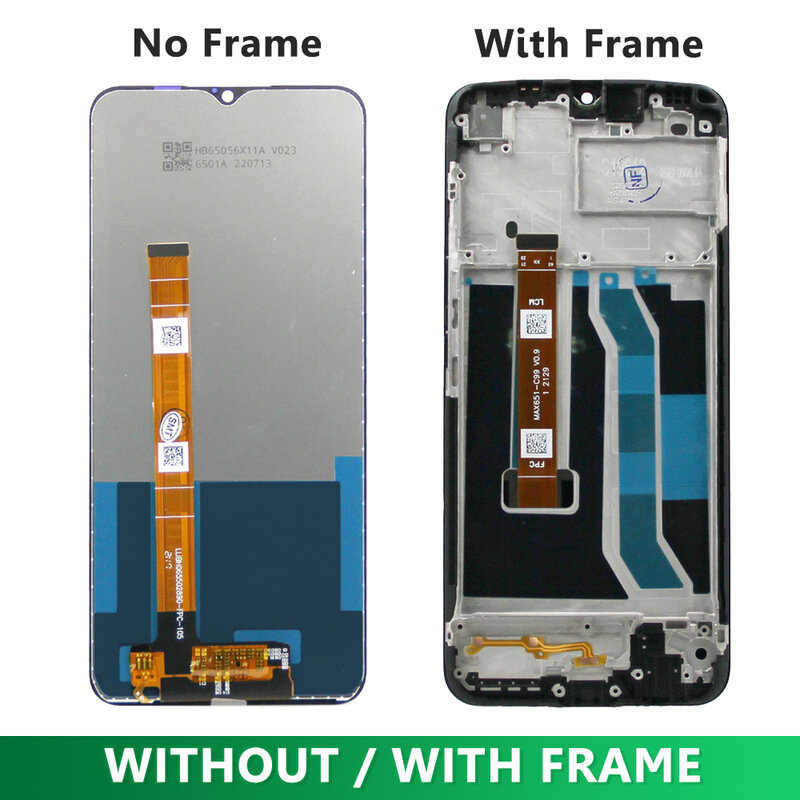 6.5 "oryginalny wyświetlacz Oppo Realme C21Y LCD RMX3261 RMX3263 z ramką z ekranem dotykowym Digitizer do wymiany Realme C21Y