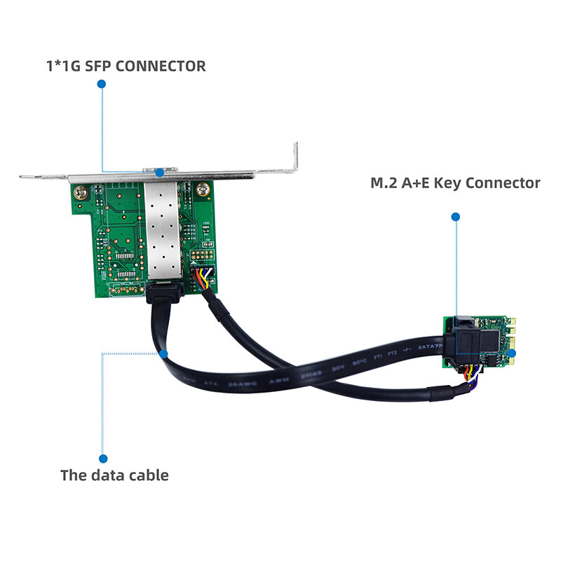LR-LINK 2212PF-wrechargeable carte réseau clé M.2 A + E PCI-express Gigabit Ethernet fibre optique LAN Alfred basé sur la puce Intel I210