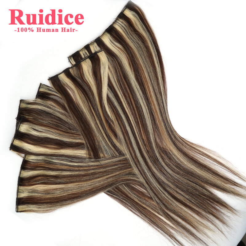 Extensiones de Cabello con Clip, cabello humano Remy 110 Real, resaltado, marrón, Rubio, Natural, Europeo, 14 a 24, 200g a 100% g