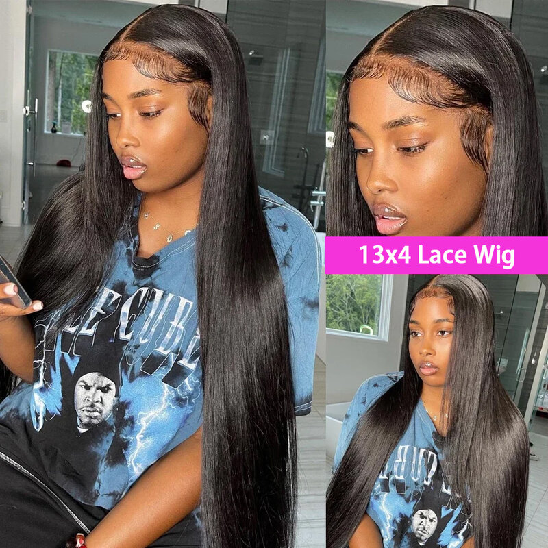 13x4 Transparent Straight Lace Front Human Hair Wigs Brazilian HD Lace Frontal Straight Wig Ready To Wear And Go For Black Women