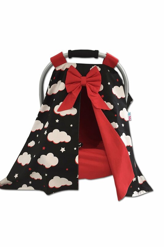 Handmade Black Cloud and Red Combination Stroller Cover and Inner Cover