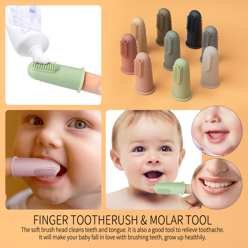 Escova de dentes do dedo do bebê, limpeza macia, bpa livre, para crianças, cuidados de saúde bucal para bebê, 3pcs
