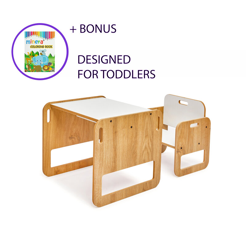 몬테소리 테이블 및 의자 세트, 0-18 개월, 나무 어린이 놀이 테이블, 유아 활동 책상, 어린이 가구 의자, 여아 및 남아용