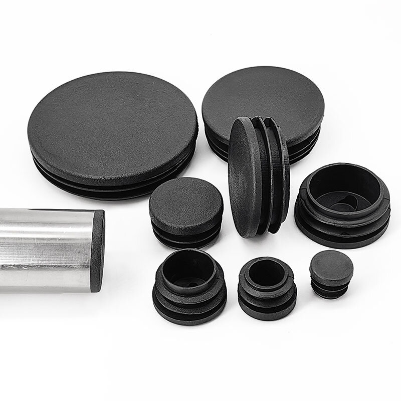 10mm-140mm Round Plastic Black Blanking End Inserts Plug Bung Cap Caps Tube Pipe 10-100mm 1/4/10/20/50/100Pcs