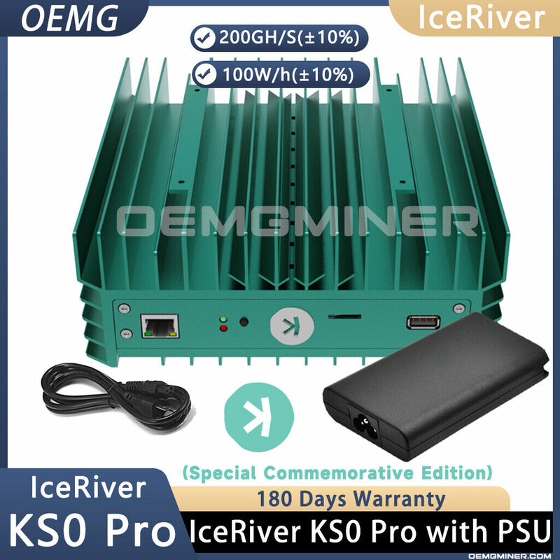IceRiver-KS0 Pro KAS Miner, 200 Go, 100W, avec bloc d'alimentation d'origine, prêt à l'emploi