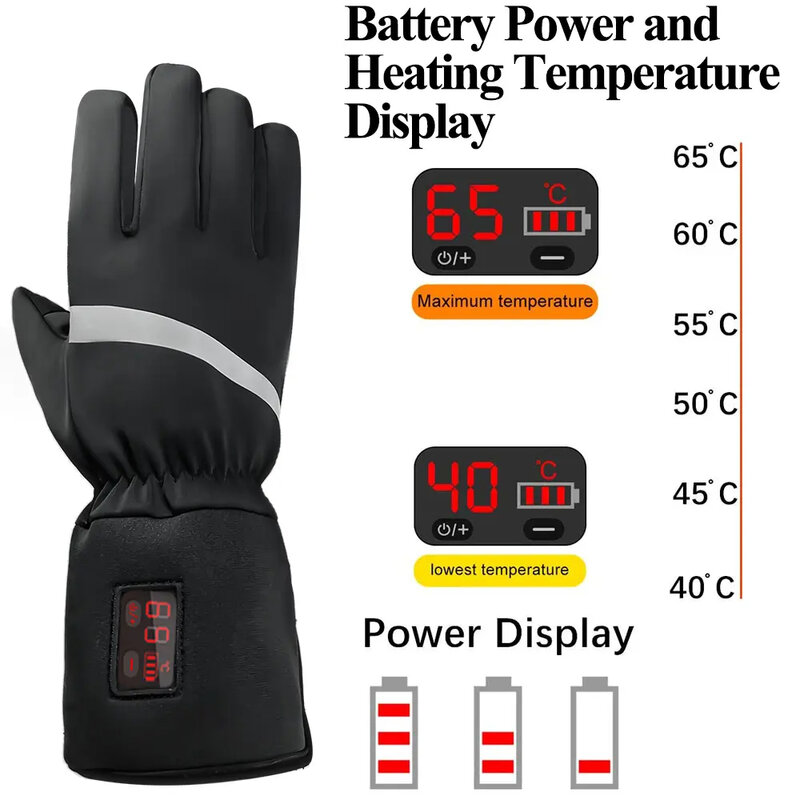 Guantes calefactados eléctricos con batería recargable, forros de guantes impermeables de invierno para deportes de nieve al aire libre