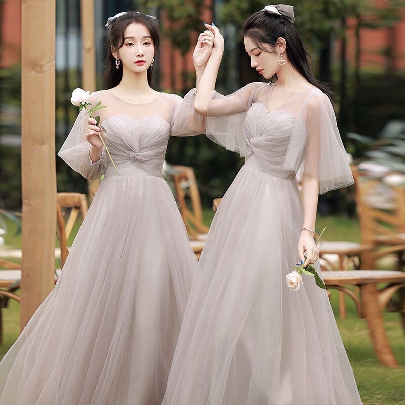 Abito da damigella d'onore summer grey slimming little sister group wedding sister dress for women