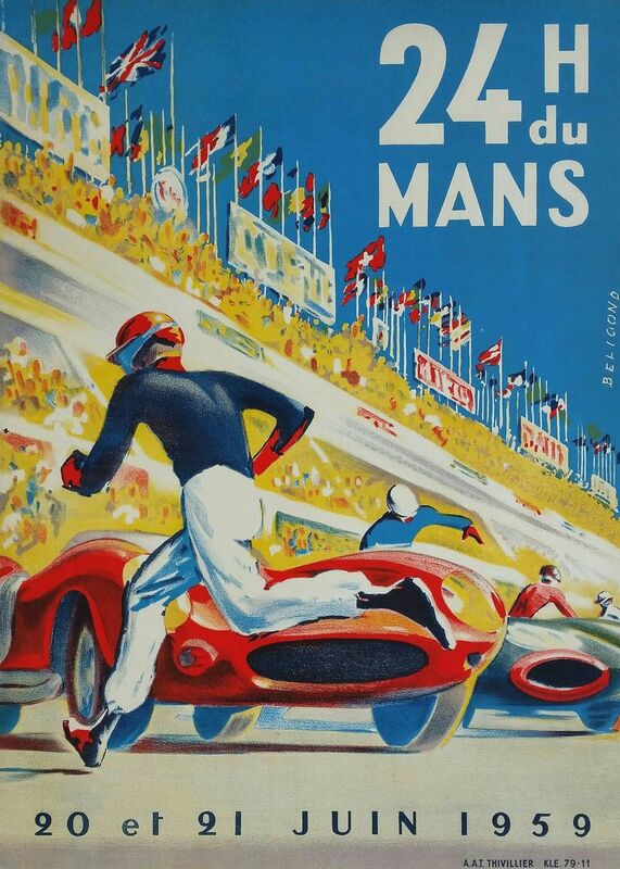 24 ore di Le Mans Monaco Grand Prix Vintage tela pittura auto d'epoca poster e stampe immagini murali per soggiorno Decor