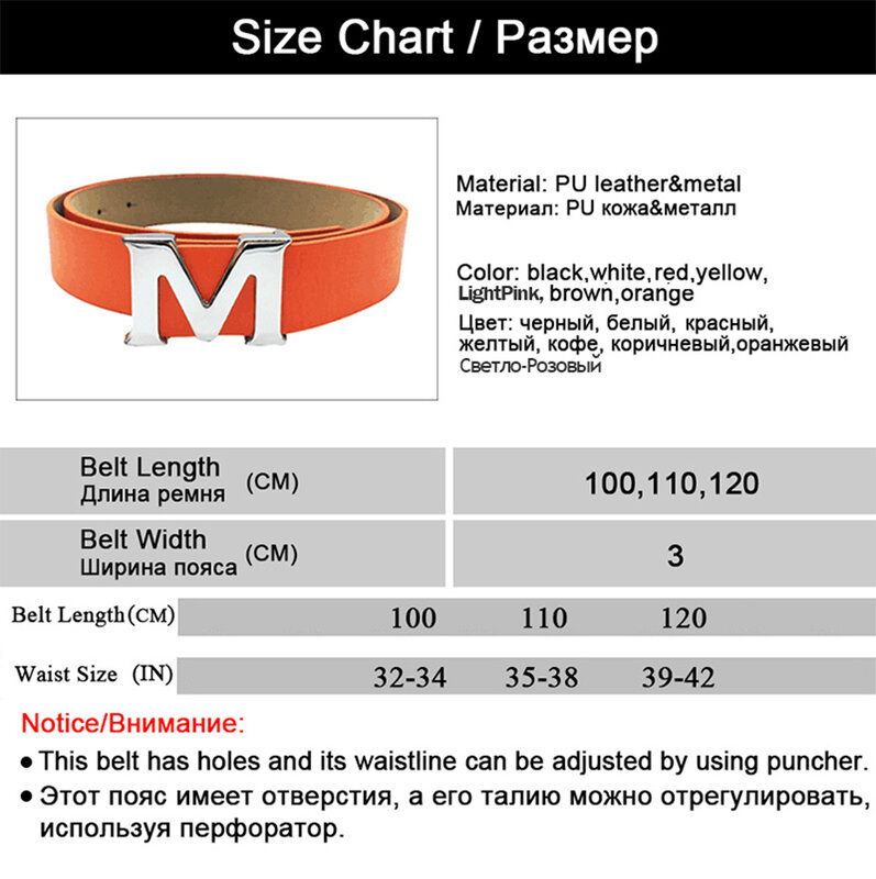 Maikun-cinturones de cuero PU para mujer, hebilla de placa extraíble con letra M, alta calidad, para Jeans, vestido, Halloween