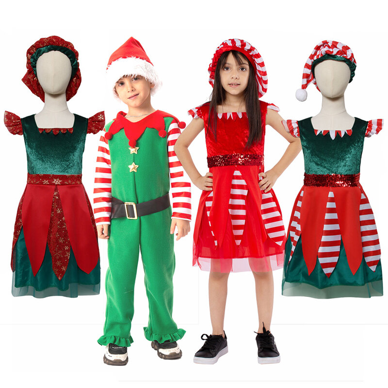 子供のためのクリスマスelf衣装、santaClausセット、豪華なドレス、ユニセックス、幼児、休暇、男の子、女の子