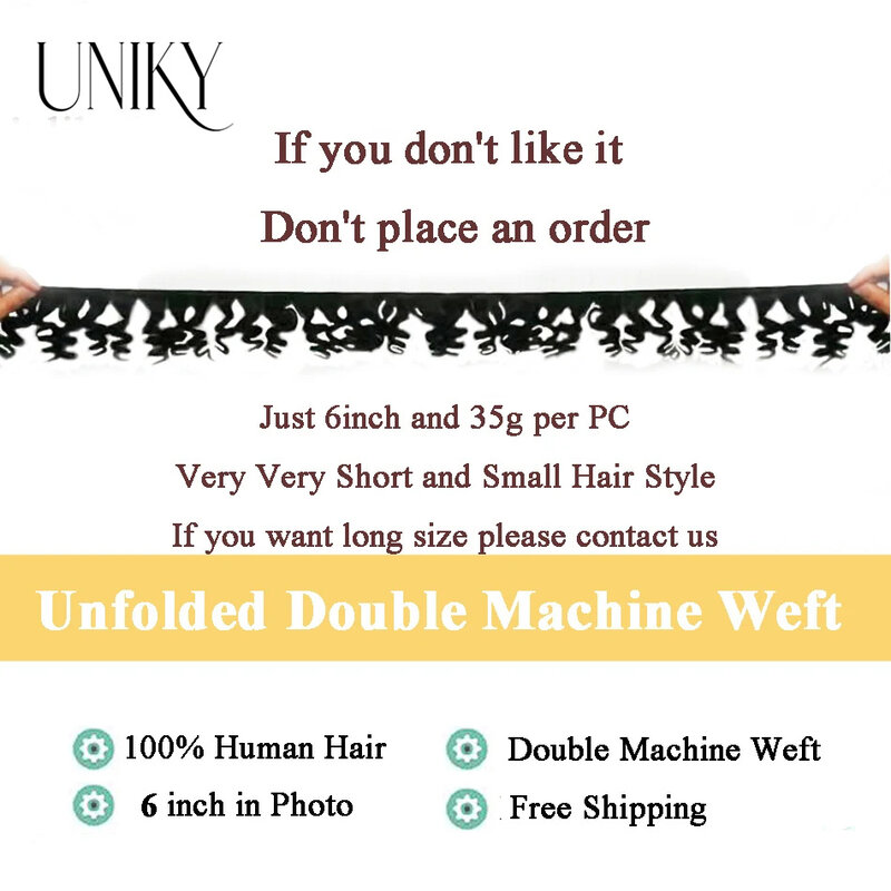 Uniky hair Bouncy Curly Hair Bundles Double Draw Indian 6inch Short Cut Remy Human Hair Extensions Natural Black Brown Color