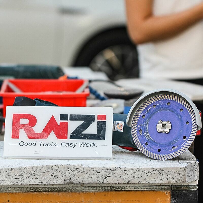 Raizi-5 인치/125mm X 잠금 스레드 다이아몬드 커팅 디스크, 화강암 도자기 타일 전문 다이아몬드 터보 드라이 컷 톱날