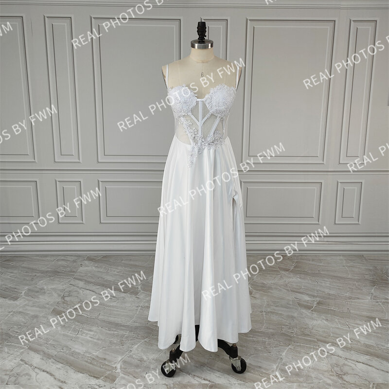 Платье невесты с длинными рукавами и аппликацией из бисера, 2024