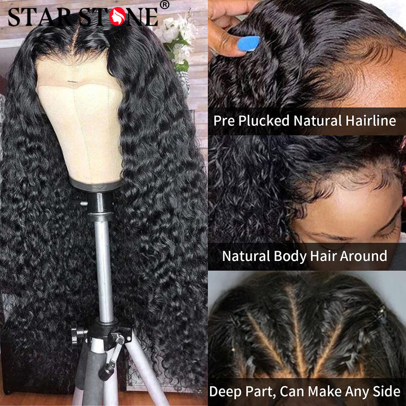 STAR STONE 180% 30 Cal głębokie koronkowa fala peruka Front 13x6 przezroczyste ludzkie włosy peruki Remy 4x4 zamknięcie koronki peruki z kręconymi włosami dla kobiet