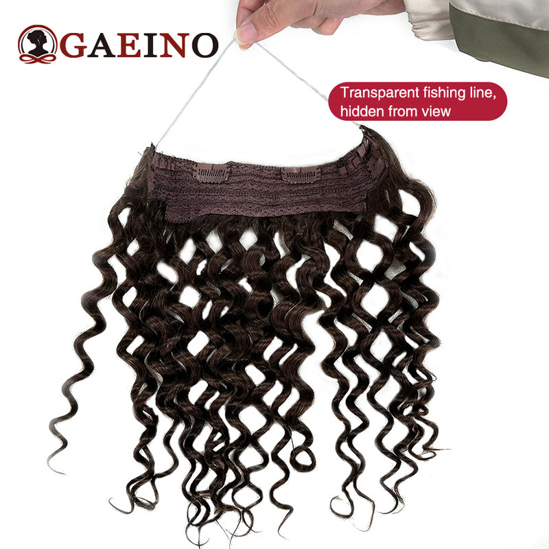 Extensões de cabelo halo para mulheres, 100% cabelo humano, onda de água, cabelo real, linha de peixe, 14 "-28", alta qualidade