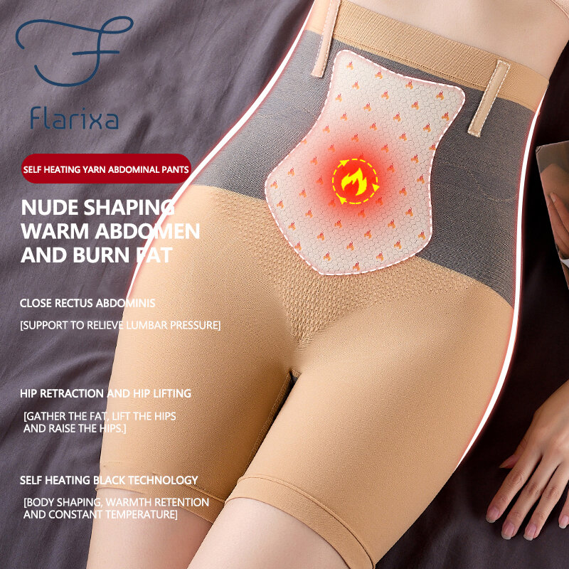 Flirixa wysokiej talii majtki termiczne dla kobiet płaskie brzuch majtki modelujące bezszwowe bokserki spodenki zabezpieczające okres bielizna menstruacyjna